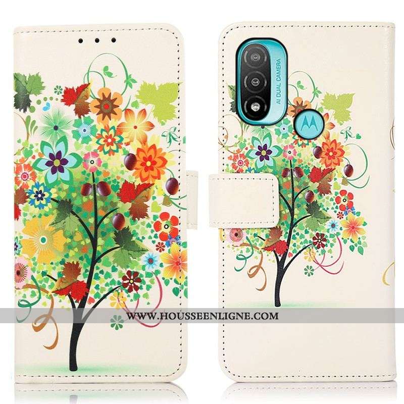 Housse Moto E40 / E30 / E20 Arbre Fleuri