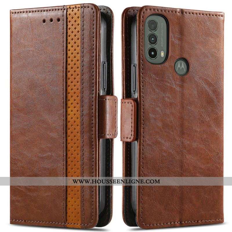 Housse Moto E40 / E30 / E20 Bicolore Double Fermoir CaseneO