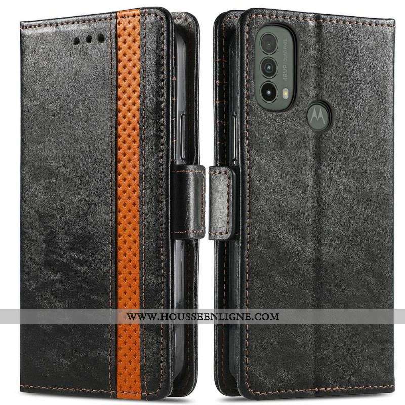 Housse Moto E40 / E30 / E20 Bicolore Double Fermoir CaseneO