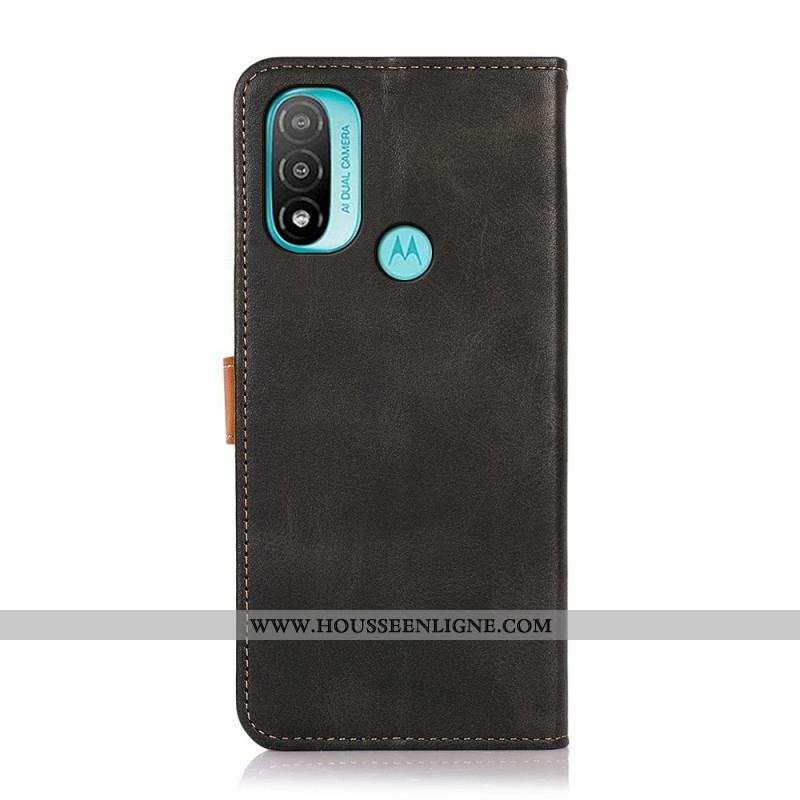 Housse Moto E40 / E30 / E20 Bicolore Fermoir Doré KHAZNEH