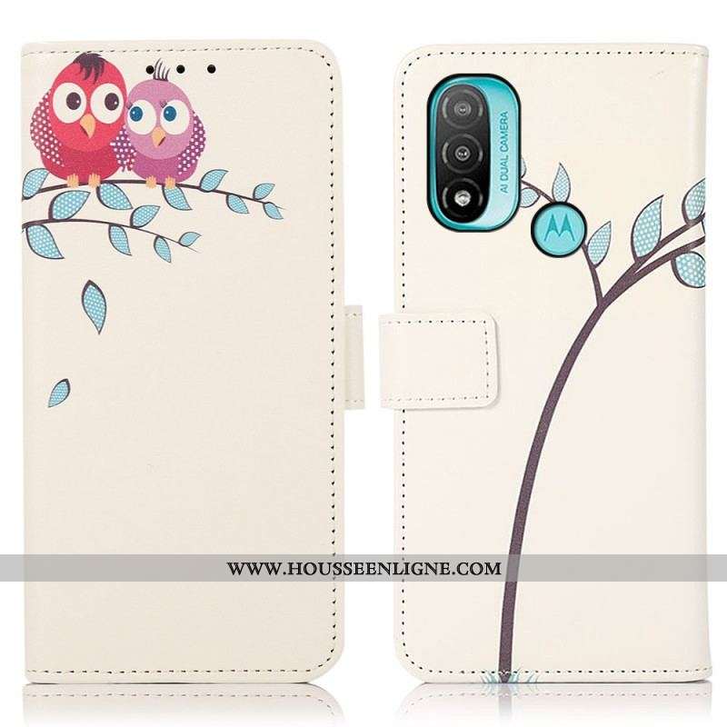 Housse Moto E40 / E30 / E20 Couple De Hiboux Sur l'Arbre