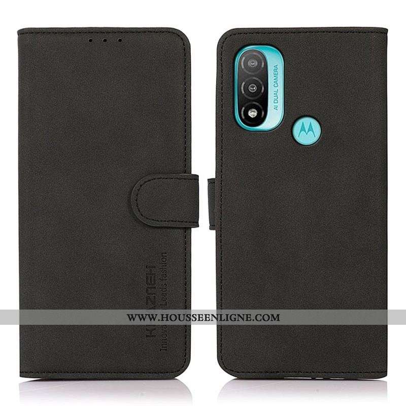 Housse Moto E40 / E30 / E20 Effet Cuir Fashion KHAZNEH