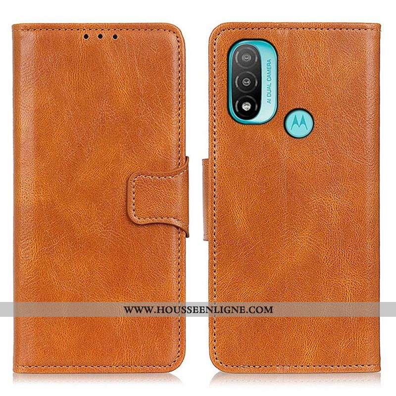 Housse Moto E40 / E30 / E20 Effet Cuir Fermoir Réversible