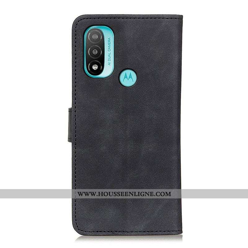 Housse Moto E40 / E30 / E20 Effet Cuir Vintage KHAZNEH