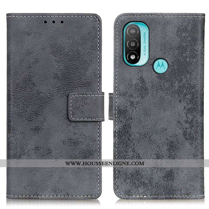 Housse Moto E40 / E30 / E20 Effet Cuir Vintage