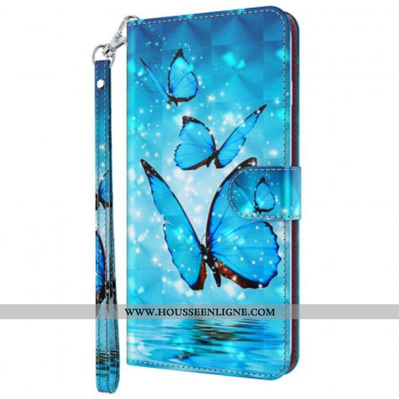 Housse Moto E40 / E30 / E20 Papillons Bleus Volants