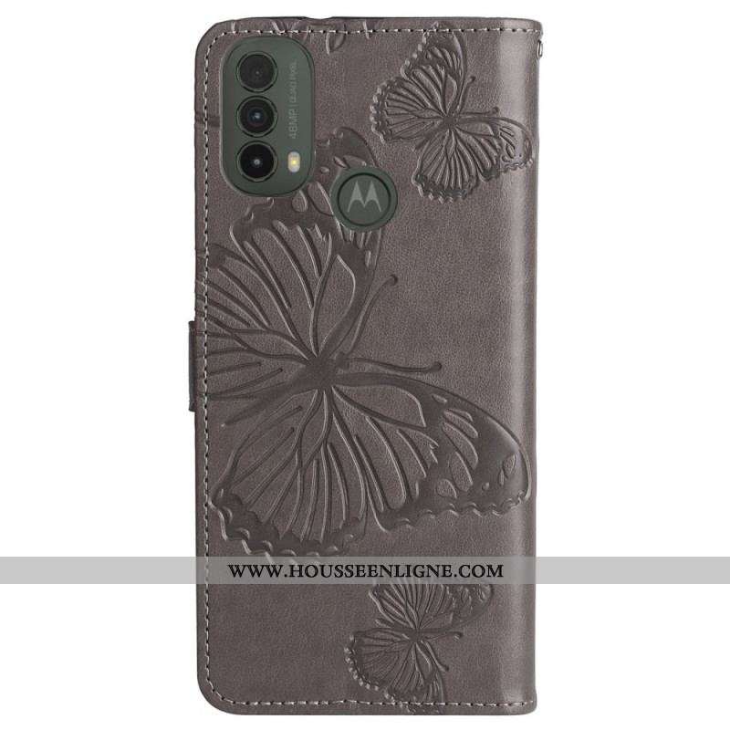 Housse Moto E40 / E30 / E20 Papillons Géants à Lanière