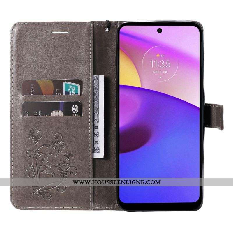 Housse Moto E40 / E30 / E20 Papillons Géants à Lanière
