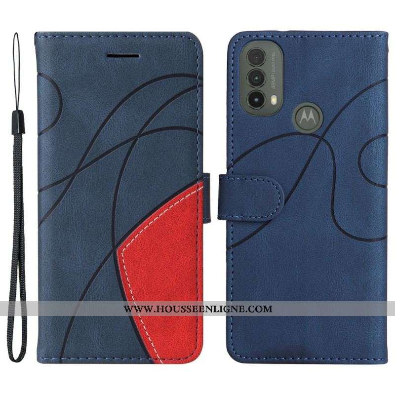 Housse Moto E40 / E30 / E20 Simili Cuir Bicolore Signature