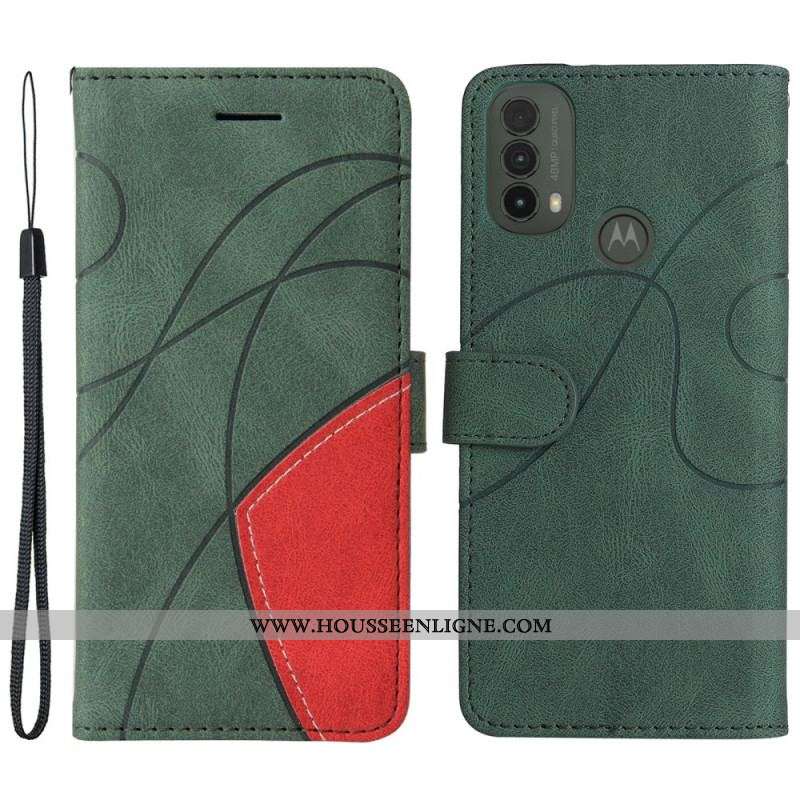 Housse Moto E40 / E30 / E20 Simili Cuir Bicolore Signature