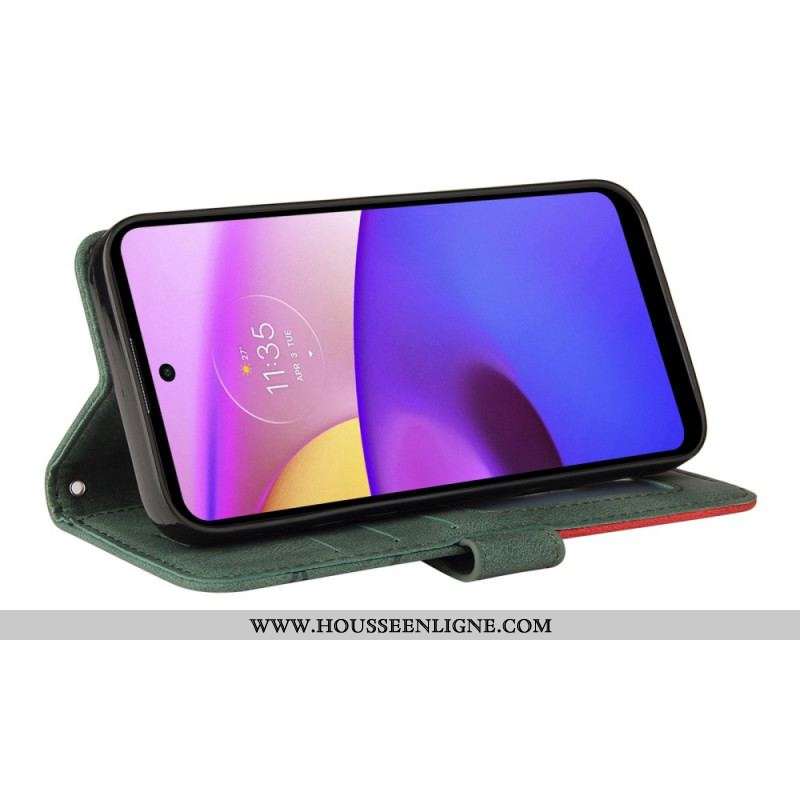 Housse Moto E40 / E30 / E20 Simili Cuir Bicolore Signature