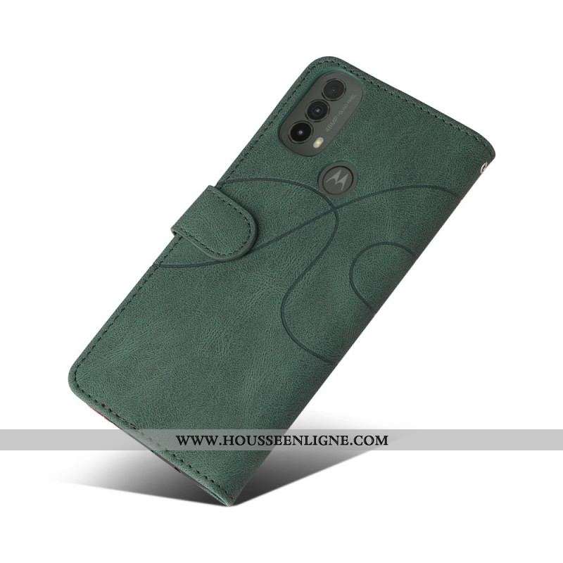 Housse Moto E40 / E30 / E20 Simili Cuir Bicolore Signature