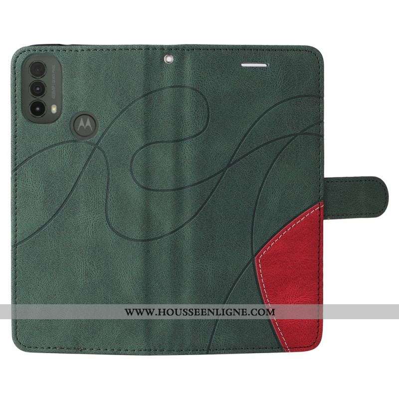 Housse Moto E40 / E30 / E20 Simili Cuir Bicolore Signature
