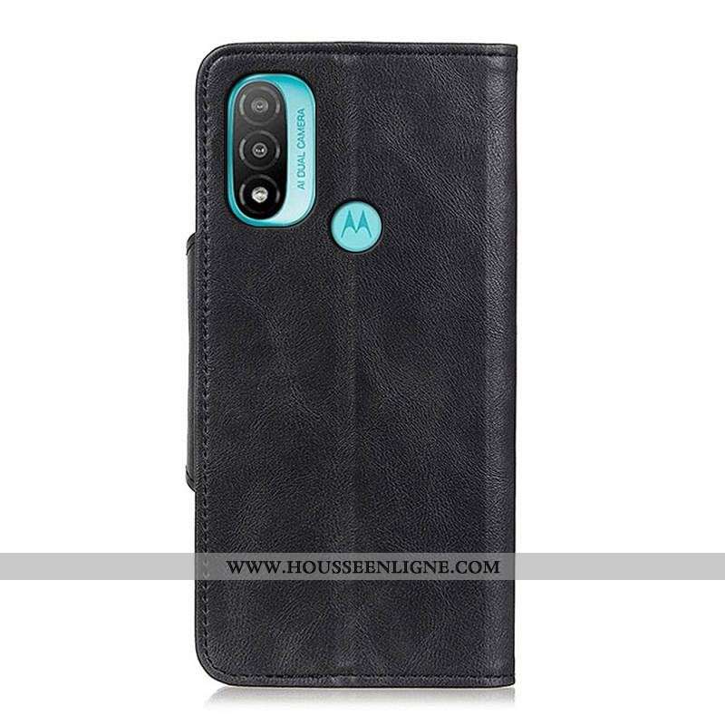 Housse Moto E40 / E30 / E20 Simili Cuir Vintage et Bouton