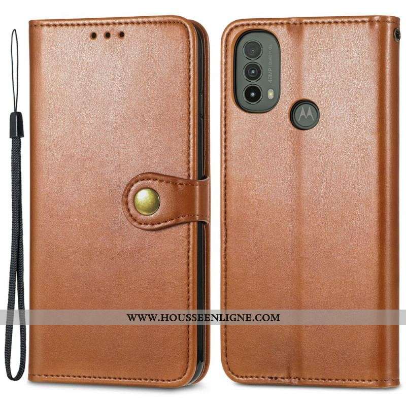 Housse Moto E40 / E30 / E20 Simili Cuir et Fermoir Vintage