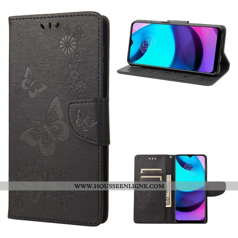 Housse Moto E40 / E30 / E20 Splendides Papillons à Lanière