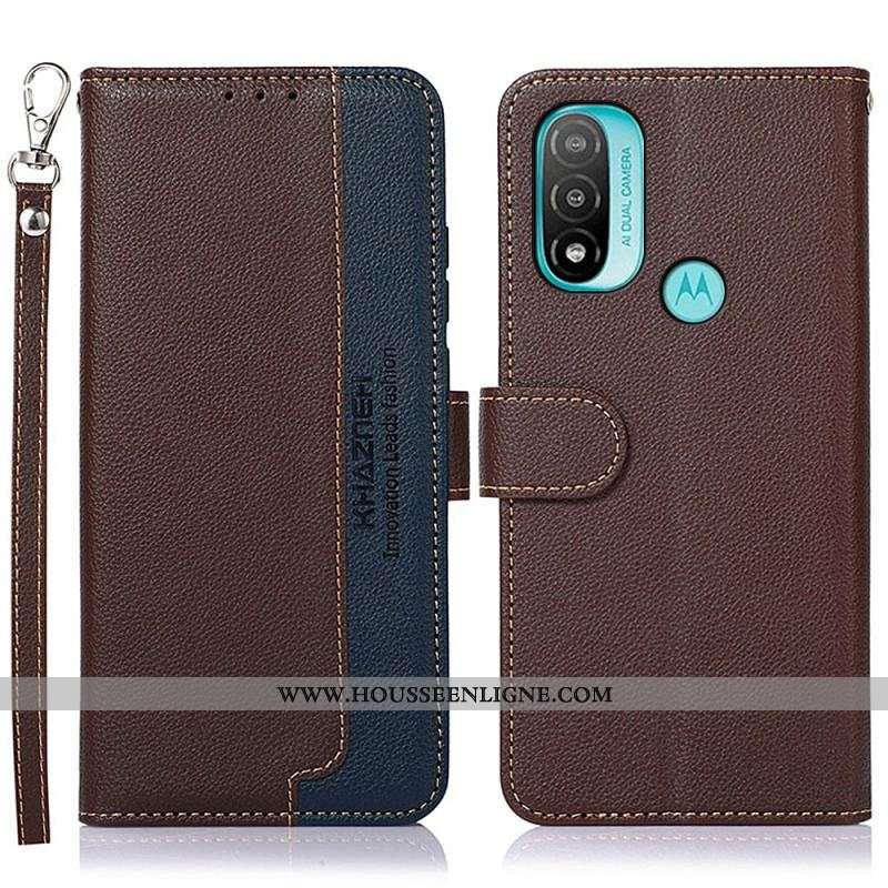 Housse Moto E40 / E30 / E20 Style Litchi RFID KHAZNEH