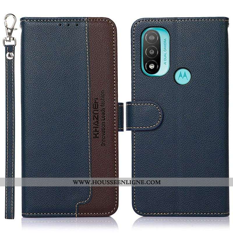 Housse Moto E40 / E30 / E20 Style Litchi RFID KHAZNEH