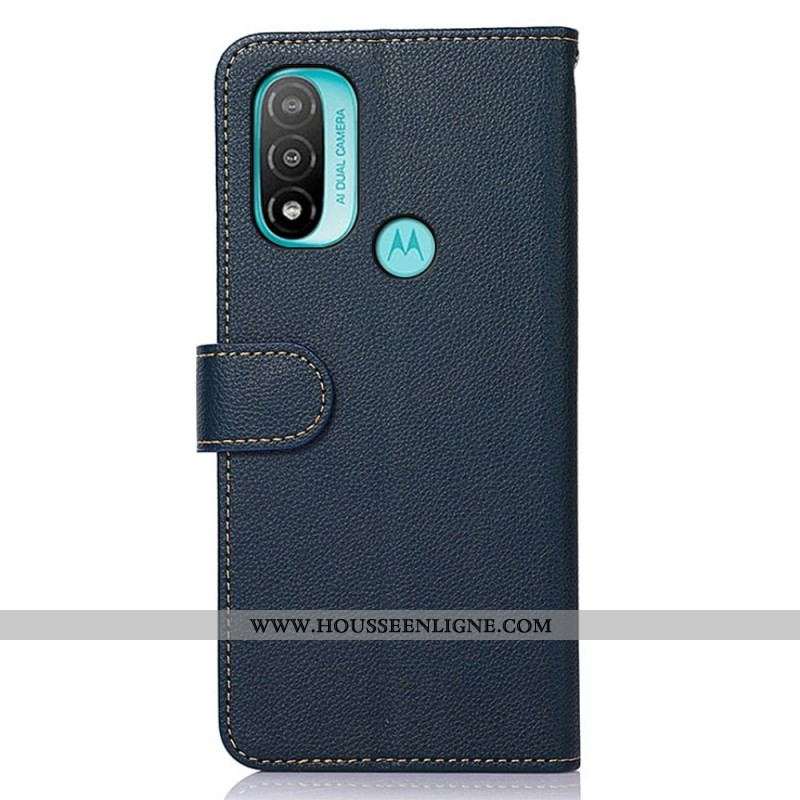Housse Moto E40 / E30 / E20 Style Litchi RFID KHAZNEH
