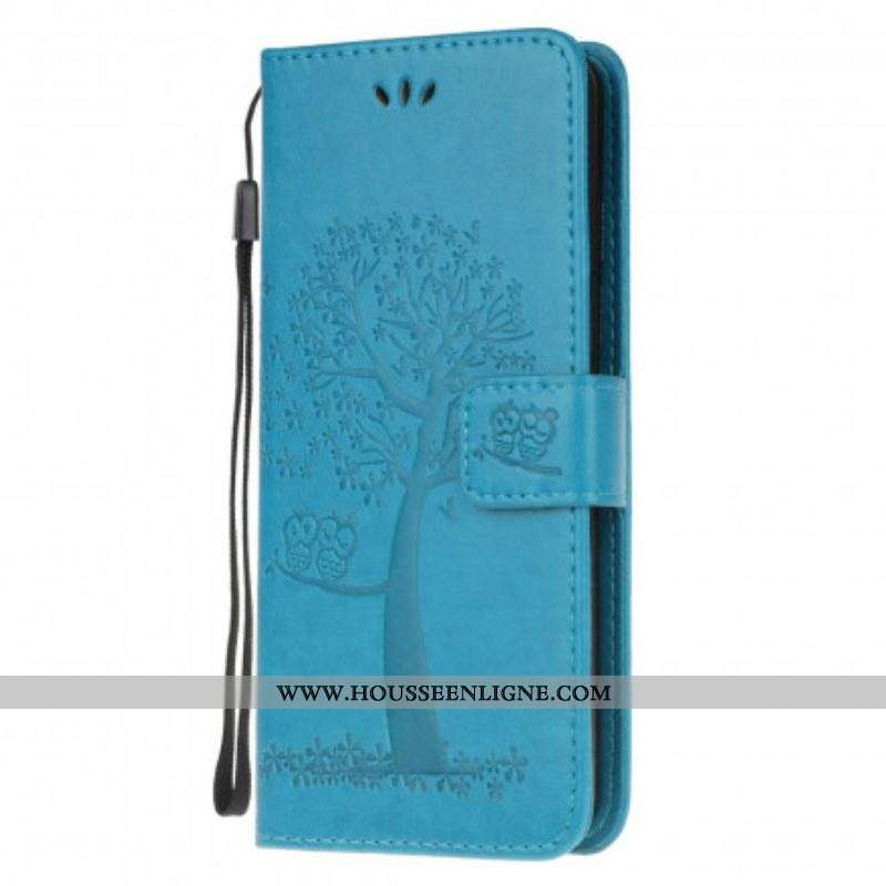 Housse Moto G100 Arbre et Hiboux à Lanière