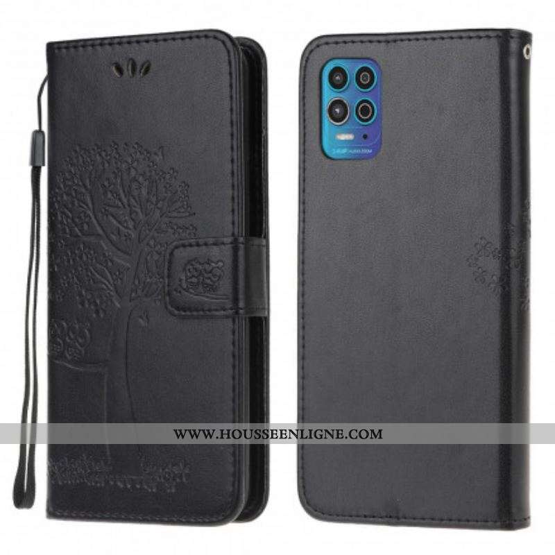 Housse Moto G100 Arbre et Hiboux à Lanière