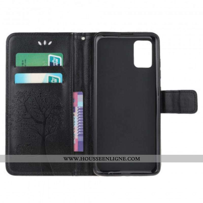 Housse Moto G100 Arbre et Hiboux à Lanière