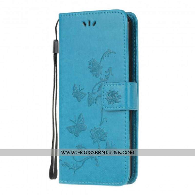 Housse Moto G100 Papillons Et Fleurs À Lanière