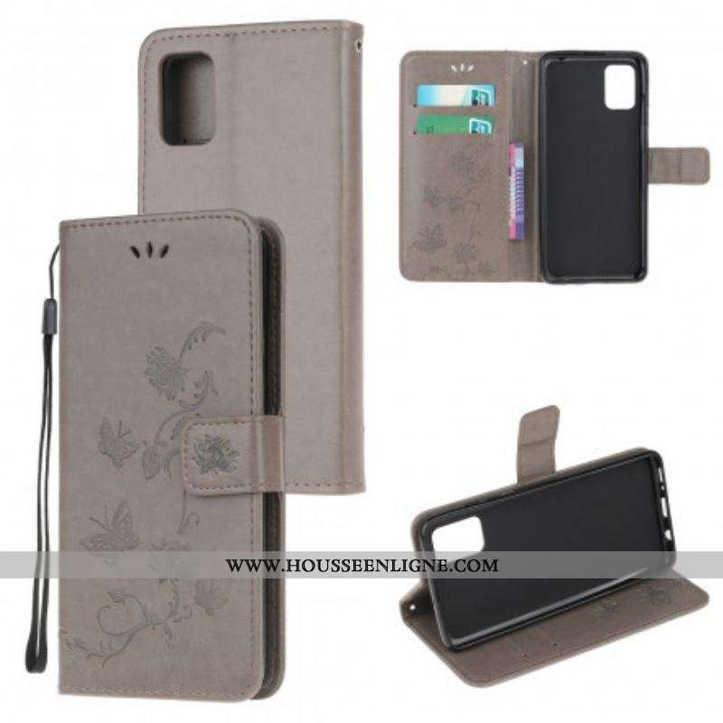 Housse Moto G100 Papillons Et Fleurs À Lanière