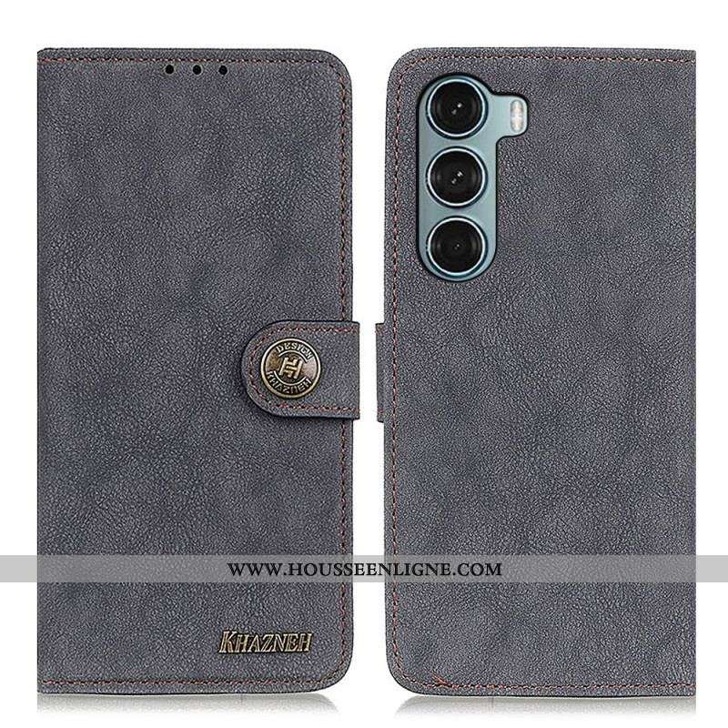 Housse Moto G200 5G Cuir Fendu Rétro KHAZNEH