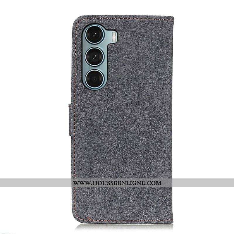 Housse Moto G200 5G Cuir Fendu Rétro KHAZNEH