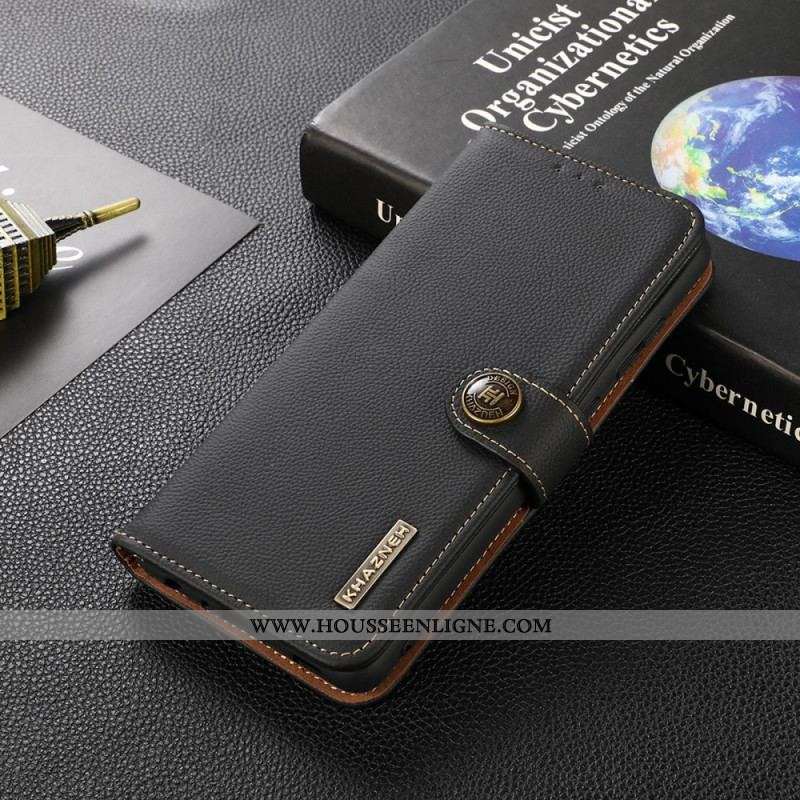 Housse Moto G200 5G Cuir Véritable KHAZNEH RFID