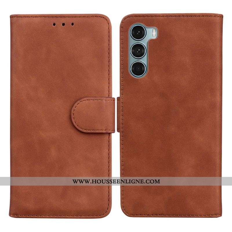 Housse Moto G200 5G Effet Cuir Monochrome