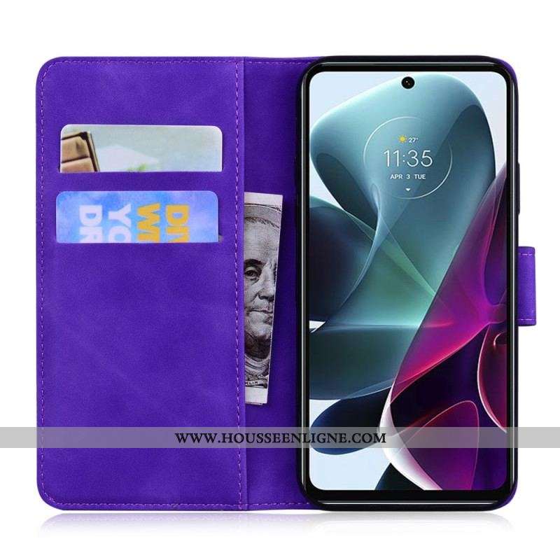 Housse Moto G200 5G Effet Cuir Monochrome