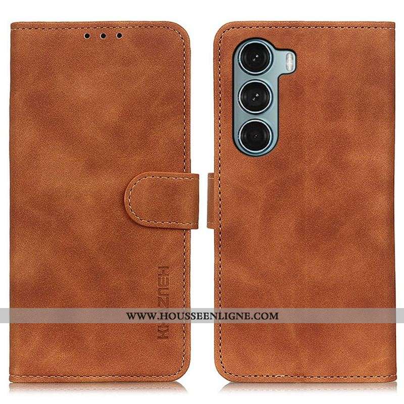 Housse Moto G200 5G Effet Cuir Vintage KHAZNEH