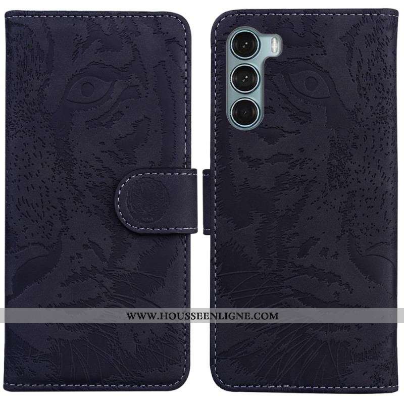 Housse Moto G200 5G Empreinte Face de Tigre