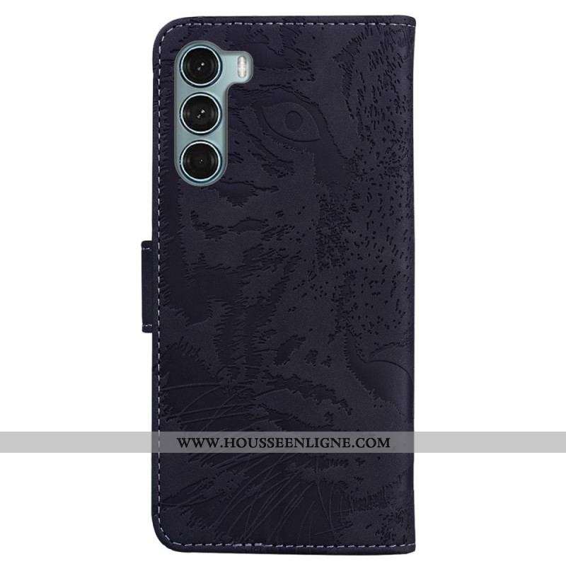 Housse Moto G200 5G Empreinte Face de Tigre