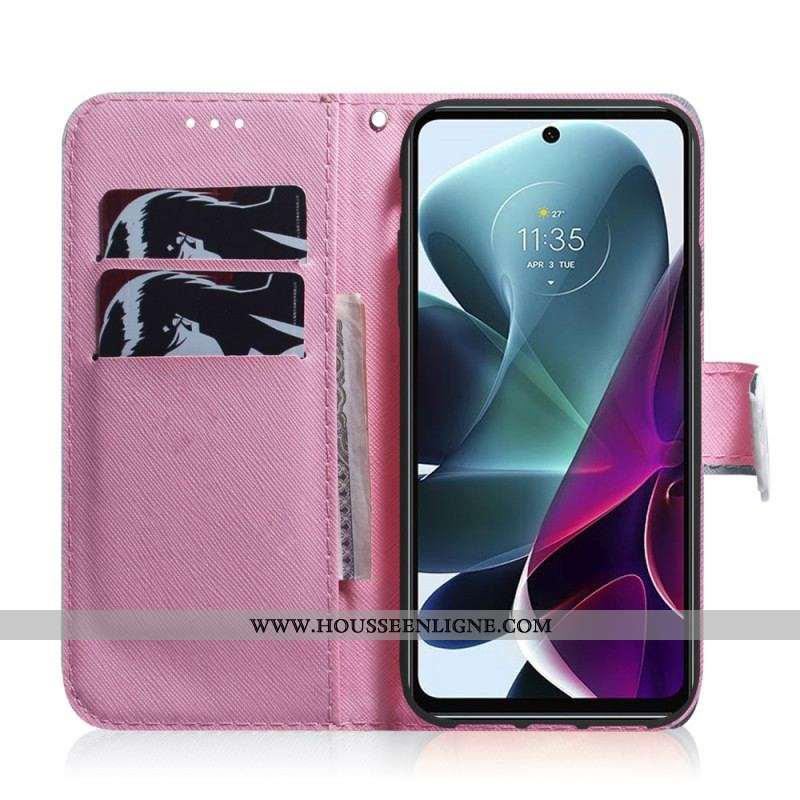 Housse Moto G200 5G Fleur Vieux Rose