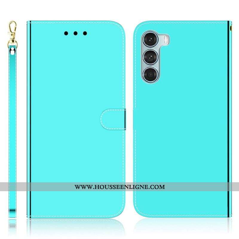 Housse Moto G200 5G Simili Cuir Couverture Miroir