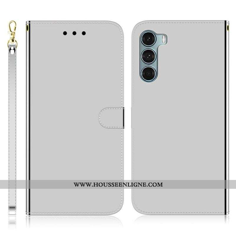 Housse Moto G200 5G Simili Cuir Couverture Miroir