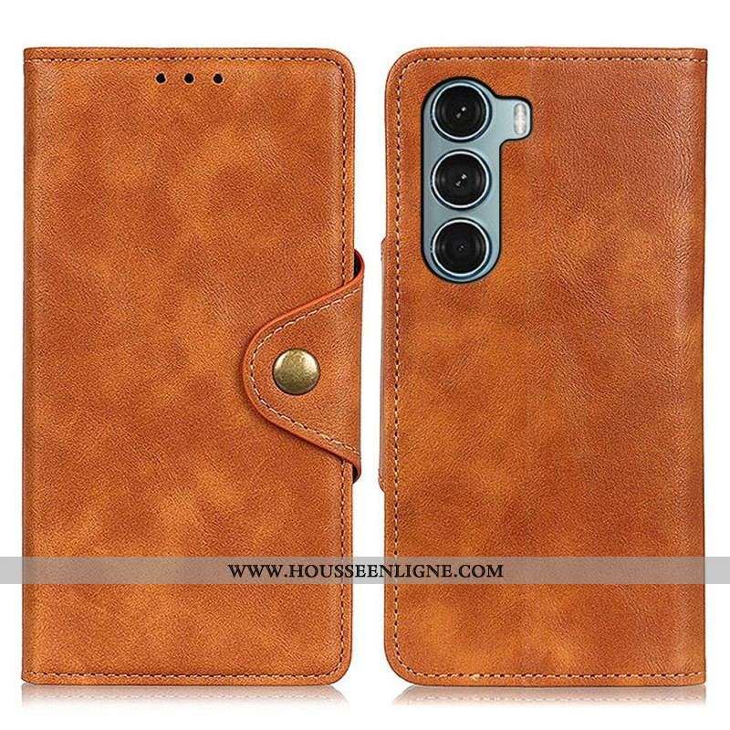 Housse Moto G200 5G Simili Cuir Vintage et Bouton