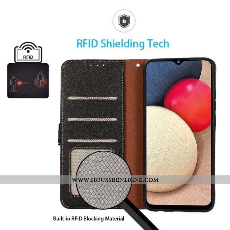 Housse Moto G200 5G Style Litchi RFID KHAZNEH