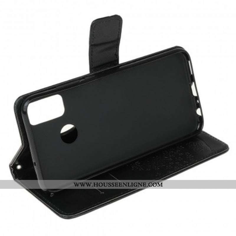 Housse Moto G30 / Moto G10 Arbre et Hiboux à Lanière