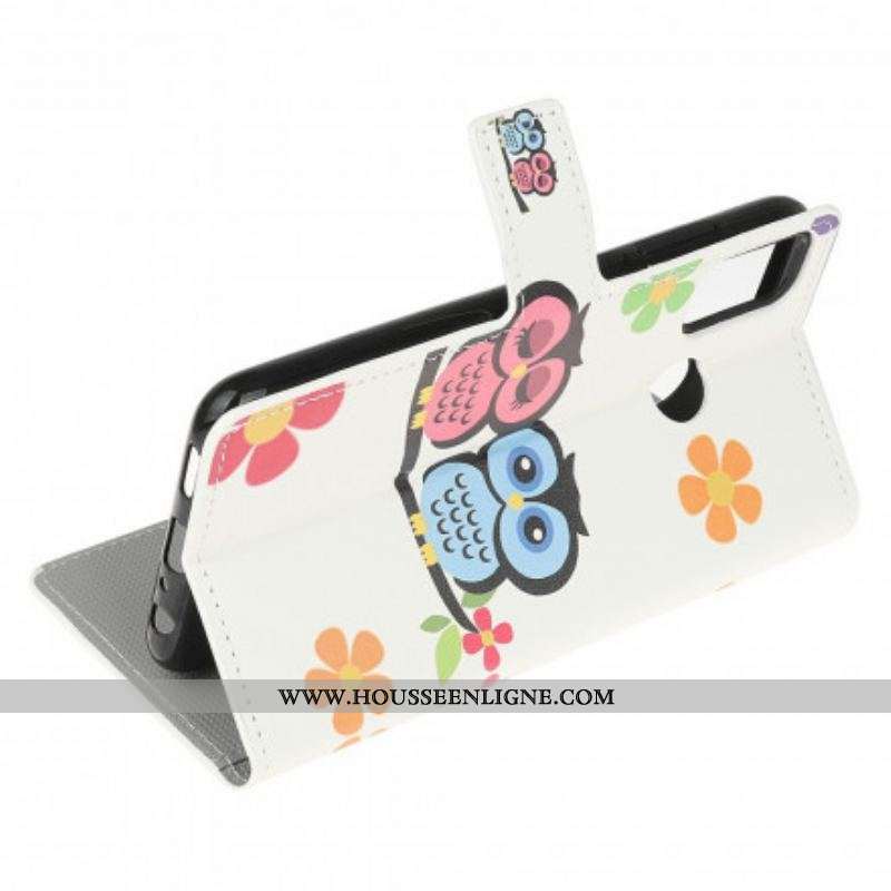 Housse Moto G30 / Moto G10 Couple de Hiboux