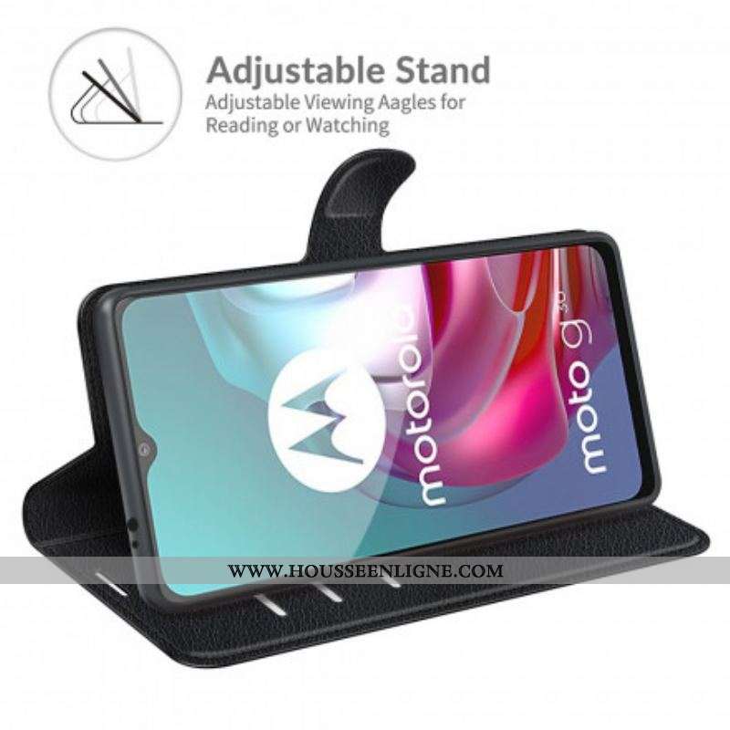 Housse Moto G30 / Moto G10 Effet Litchi Classique