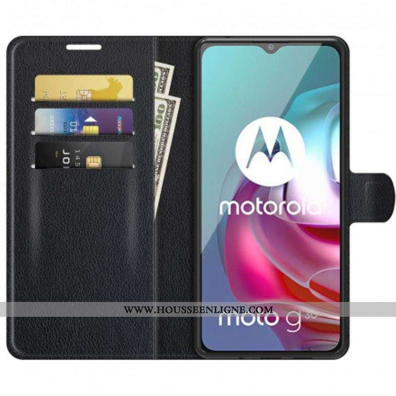 Housse Moto G30 / Moto G10 Effet Litchi Classique