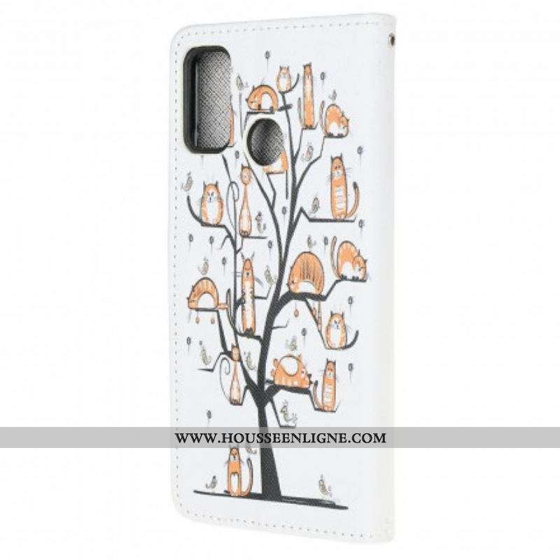 Housse Moto G30 / Moto G10 Funky Cats à Lanière
