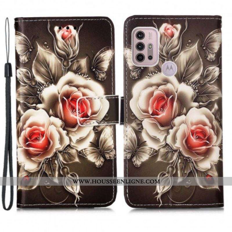 Housse Moto G30 / Moto G10 Roses Dorées