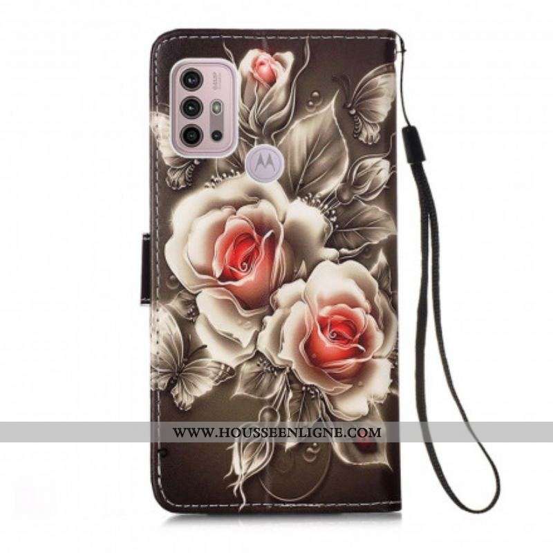 Housse Moto G30 / Moto G10 Roses Dorées