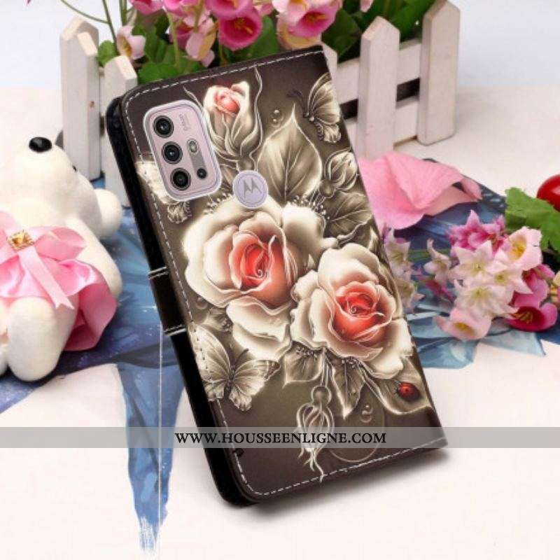 Housse Moto G30 / Moto G10 Roses Dorées