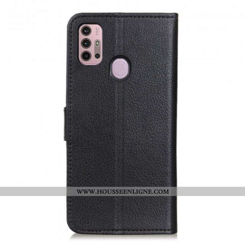 Housse Moto G30 / Moto G10 Simili Cuir Litchi Traditionnel